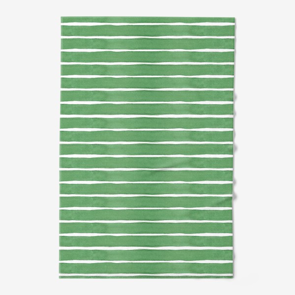 Полотенце «Абстрактный полосатый паттерн "тельняшка". Зелёные акварельные полосы. Летняя коллекция.»
