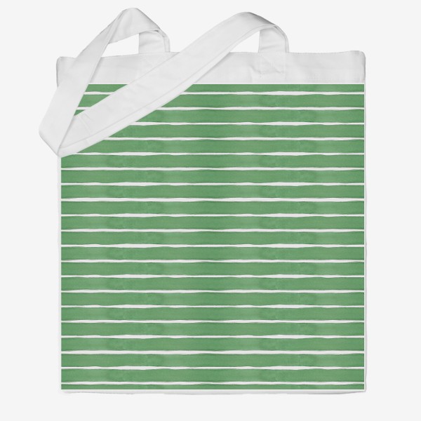 Сумка хб &laquo;Абстрактный полосатый паттерн "тельняшка". Зелёные акварельные полосы. Летняя коллекция.&raquo;