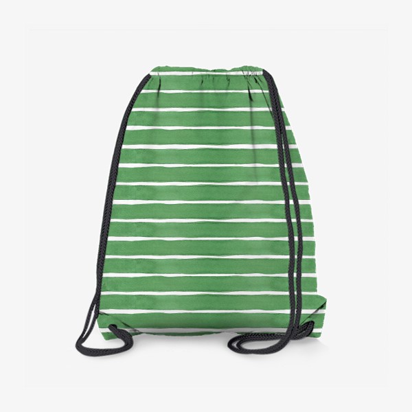 Рюкзак «Абстрактный полосатый паттерн "тельняшка". Зелёные акварельные полосы. Летняя коллекция.»
