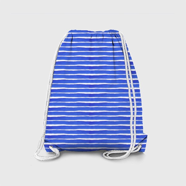 Рюкзак &laquo;Абстрактный полосатый паттерн "тельняшка" . Синие акварельные полосы. Летняя коллекция.&raquo;