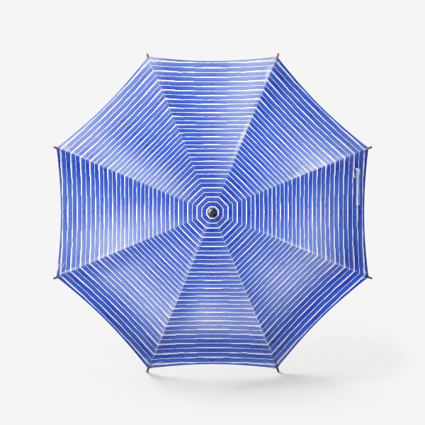 Зонт «Абстрактный полосатый паттерн "тельняшка" . Синие акварельные полосы. Летняя коллекция.»