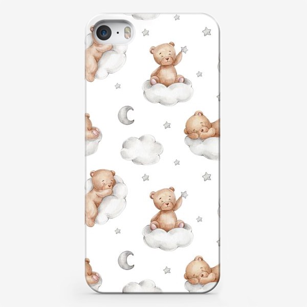Чехол iPhone «Паттерн мишки на серых тучках»