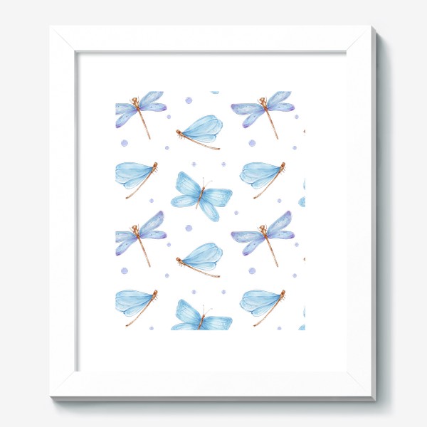 Картина «Паттерн голубые стрекозы и бабочки»