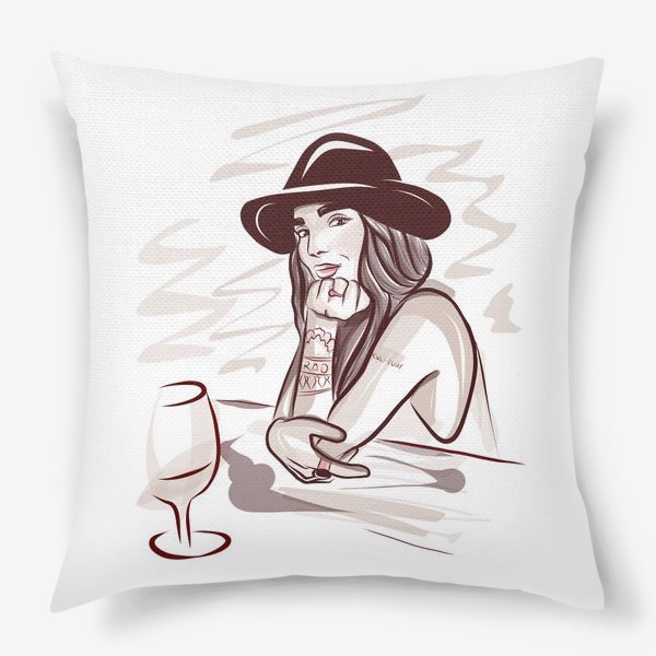 Подушка «Девушка в кафе»