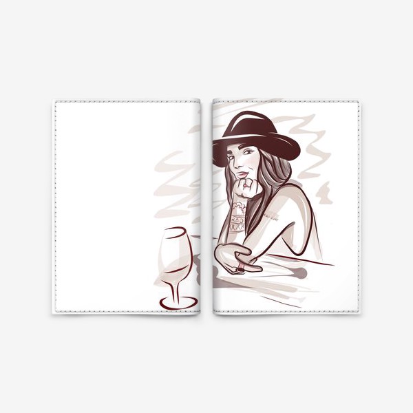 Обложка для паспорта «Девушка в кафе»