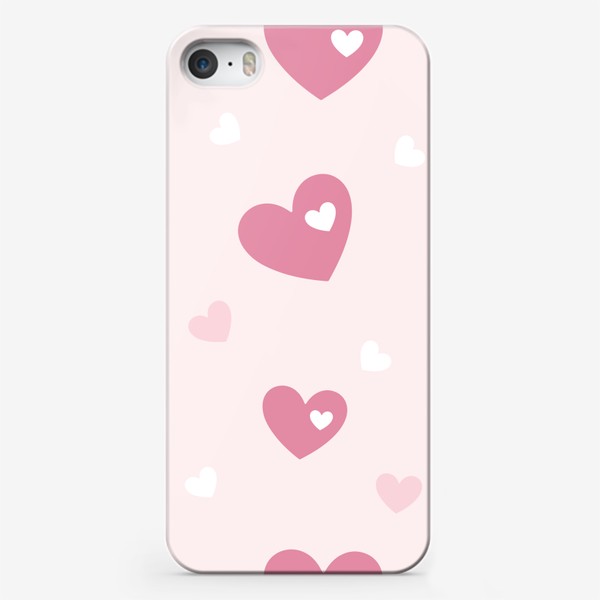 Чехол iPhone «Паттерн. Розовые сердца. »