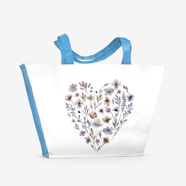 Пляжная сумка &laquo;14 февраля. Сердечко из фиолетовых цветов.&raquo;