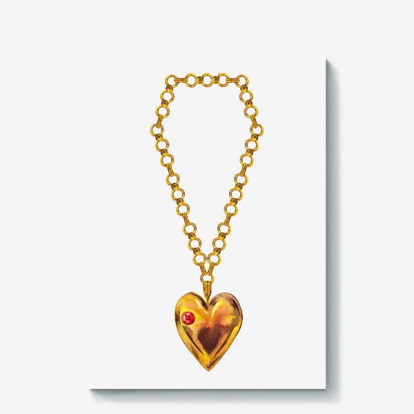 Холст &laquo;Золотое сердце с рубином. Дорогой подарок на День Святого Валентина. Голда.&raquo;
