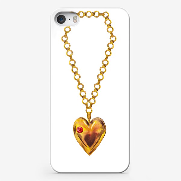 Чехол iPhone &laquo;Золотое сердце с рубином. Дорогой подарок на День Святого Валентина. Голда.&raquo;