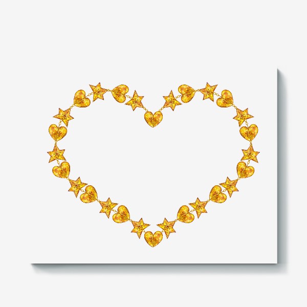 Холст «Ожерелье - золотое сердце. Подарок на День Святого Валентина. Голда.»
