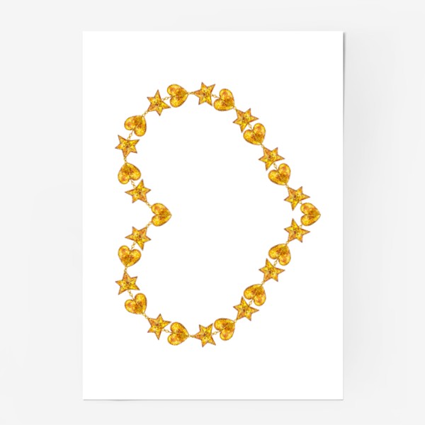 Постер «Ожерелье - золотое сердце. Подарок на День Святого Валентина. Голда.»