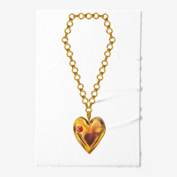 Полотенце «Золотое сердце с рубином. Дорогой подарок на День Святого Валентина. Голда.»