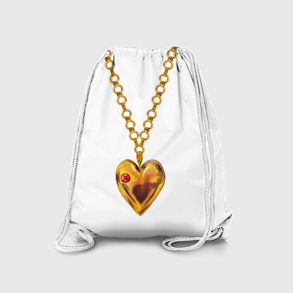 Рюкзак «Золотое сердце с рубином. Дорогой подарок на День Святого Валентина. Голда.»