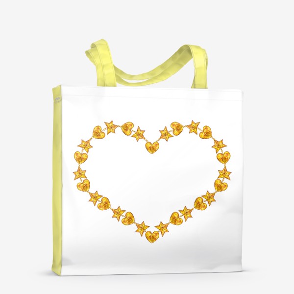 Сумка-шоппер &laquo;Ожерелье - золотое сердце. Подарок на День Святого Валентина. Голда.&raquo;