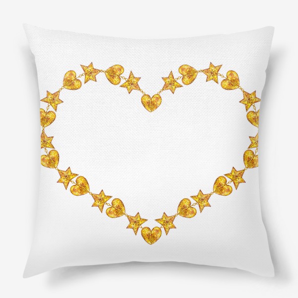 Подушка «Ожерелье - золотое сердце. Подарок на День Святого Валентина. Голда.»