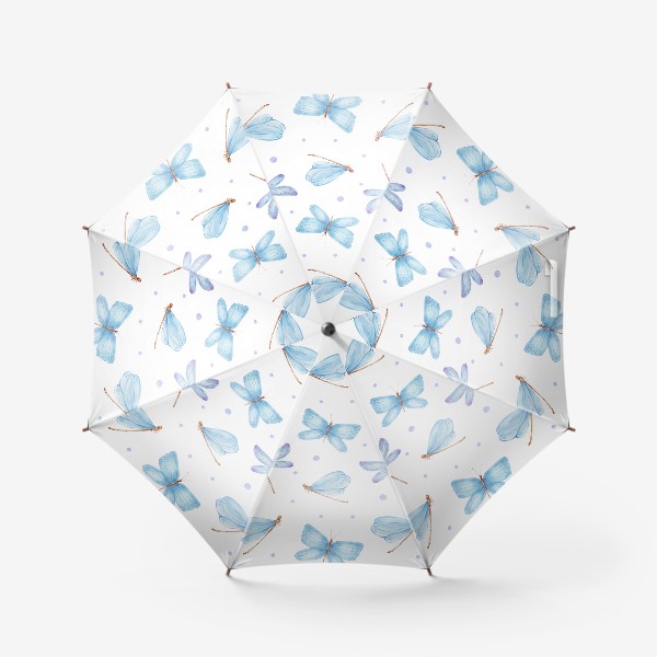 Зонт &laquo;Паттерн голубые стрекозы и бабочки&raquo;