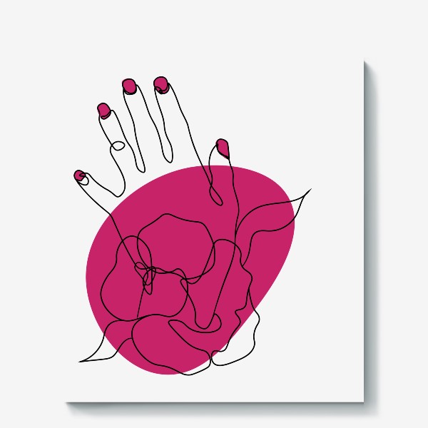 Холст «Рука и ярко розовое пятно минимализм»