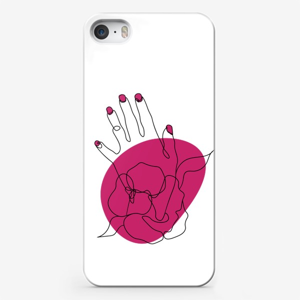 Чехол iPhone «Рука и ярко розовое пятно минимализм»