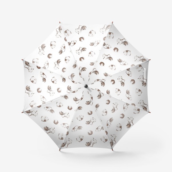 Зонт &laquo;Акварельный нарисованный вручную бесшовный фон с нежными иллюстрациями веток и коробочек хлопка&raquo;