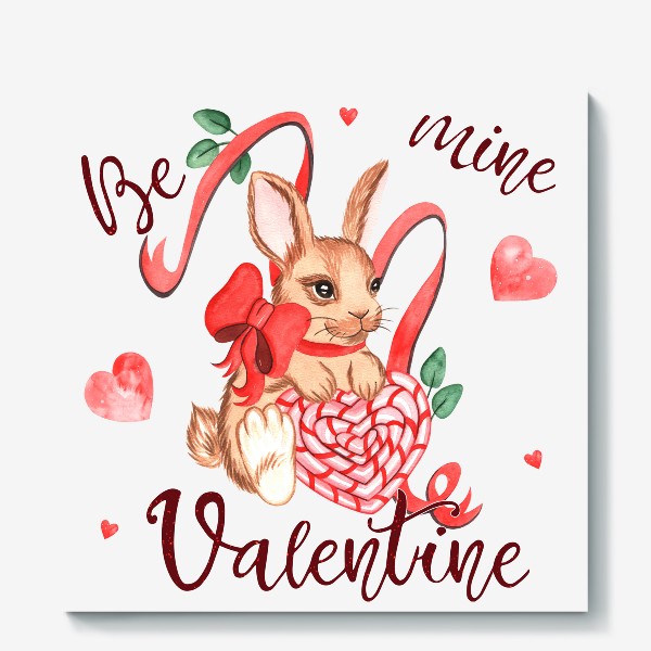 Холст «Кролик "Будь моей валентинкой"»
