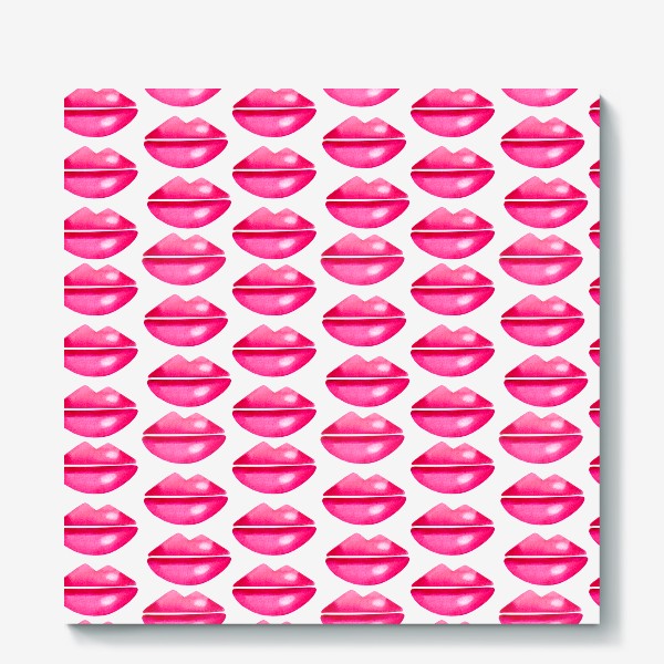 Холст «Паттерн розовые губы на белом фоне»