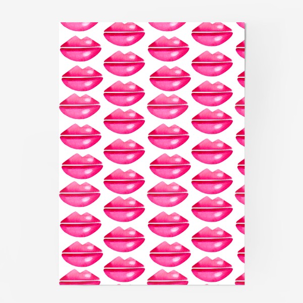 Постер «Паттерн розовые губы на белом фоне»