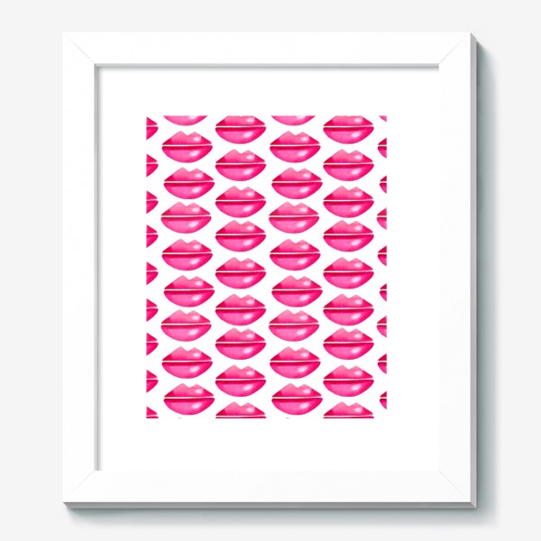 Картина «Паттерн розовые губы на белом фоне»