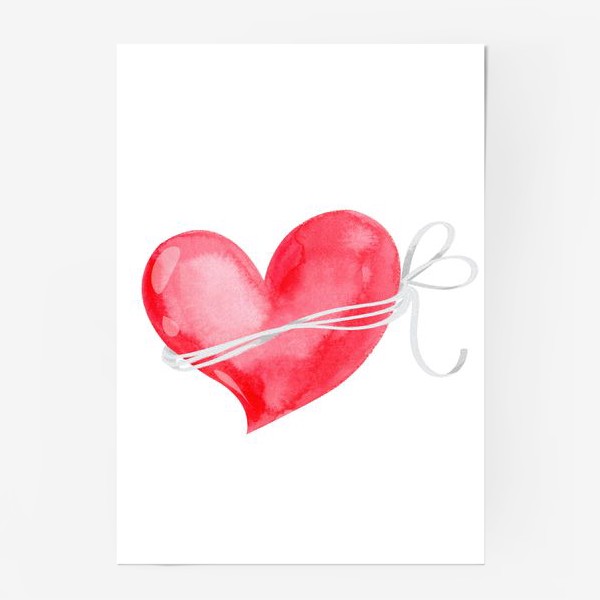 Постер «Акварельное красное сердце»