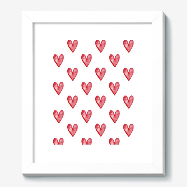 Картина «Паттерн красные акварельные сердечки»