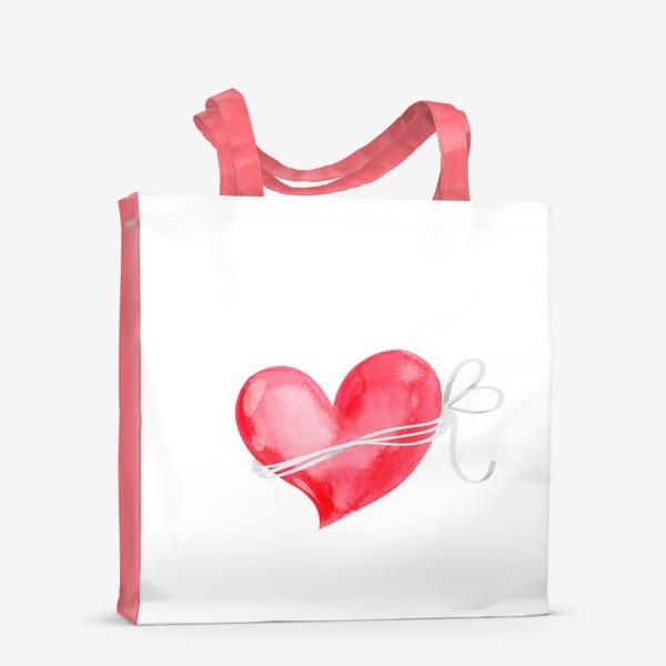 Сумка-шоппер «Акварельное красное сердце»