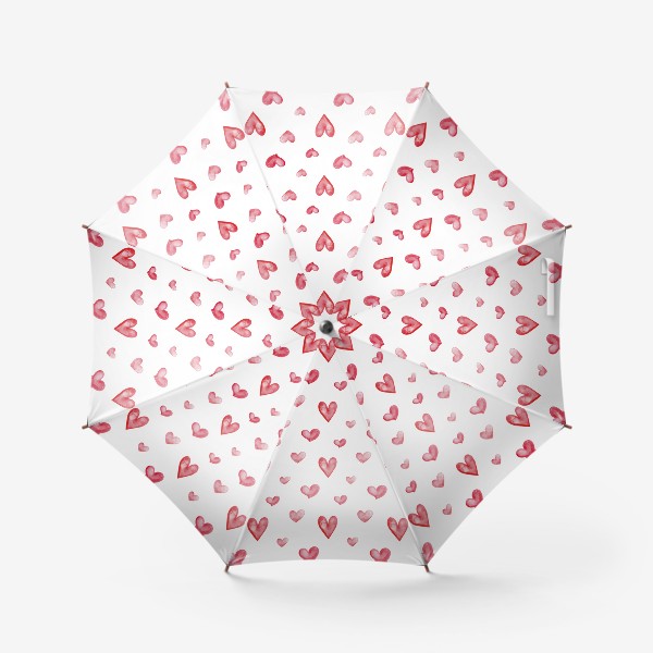 Зонт «Паттерн красные акварельные сердечки. 14 февраля»
