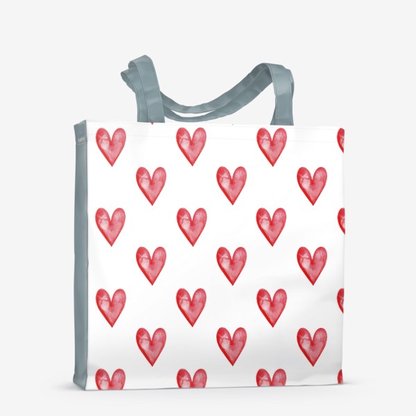 Сумка-шоппер «Паттерн красные акварельные сердечки»