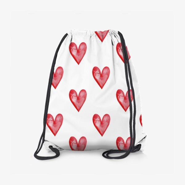 Рюкзак «Паттерн красные акварельные сердечки»