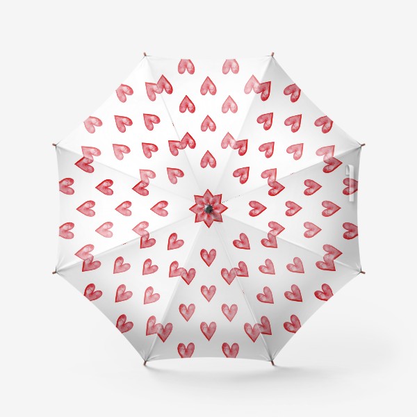 Зонт «Паттерн красные акварельные сердечки»