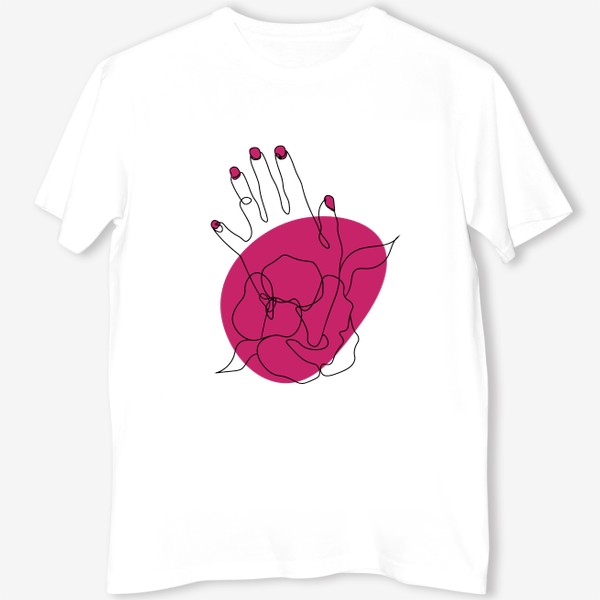 Футболка «Рука и ярко розовое пятно минимализм»