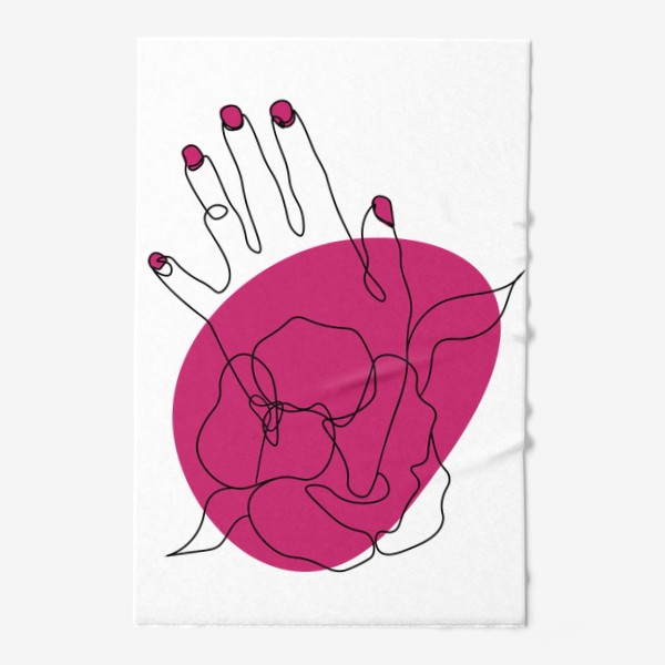 Полотенце «Рука и ярко розовое пятно минимализм»