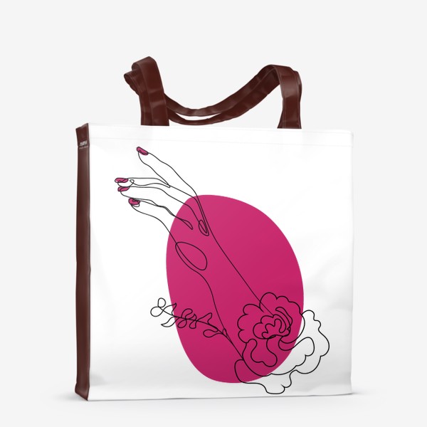 Сумка-шоппер &laquo;Рука с цветком и ярко розовое пятно минимализм&raquo;