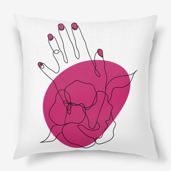 Подушка «Рука и ярко розовое пятно минимализм»