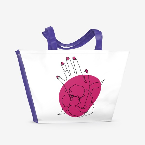 Пляжная сумка «Рука и ярко розовое пятно минимализм»