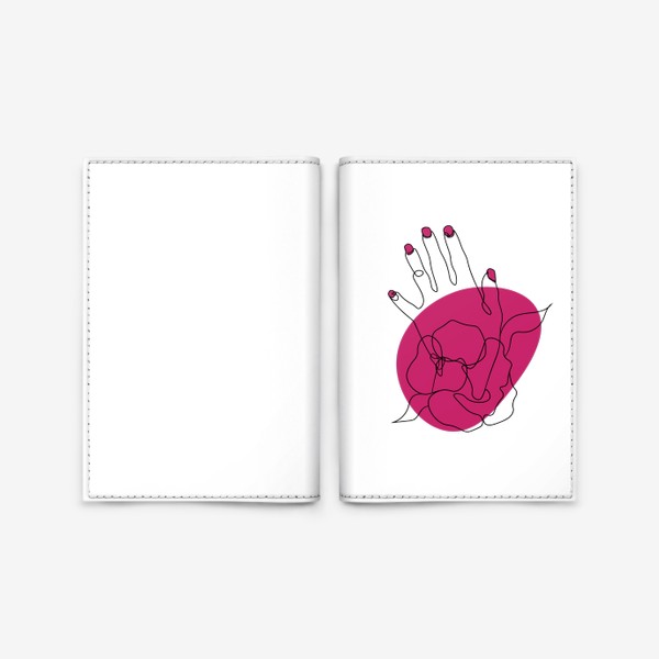 Обложка для паспорта «Рука и ярко розовое пятно минимализм»