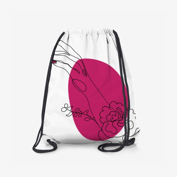 Рюкзак «Рука с цветком и ярко розовое пятно минимализм»