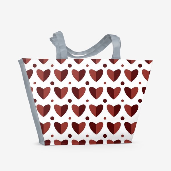 Пляжная сумка «Сердца и точки на белом фоне Сердечки Принт в подарок на день влюблённых»