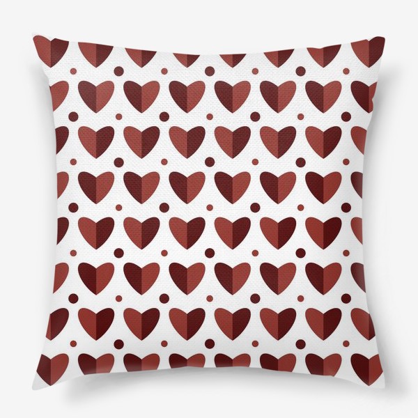 Подушка «Сердца и точки на белом фоне Сердечки Принт в подарок на день влюблённых»