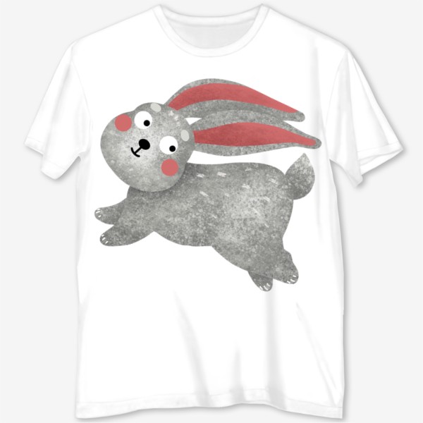 Футболка с полной запечаткой «Серый заяц. Забавный кролик Принт с зайцем или кроликом»