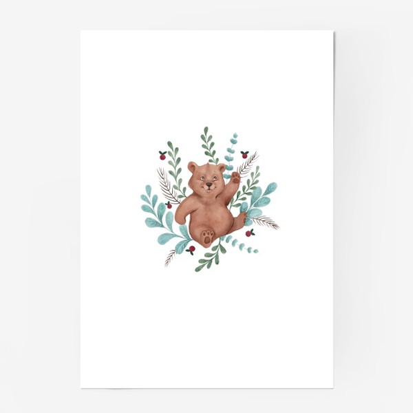 Постер «Медвежонок акварель teddy bear »