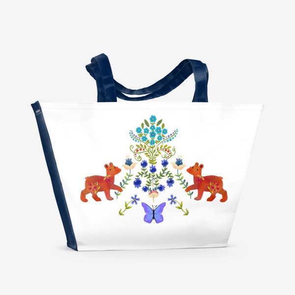 Пляжная сумка «Медведи в летнем лесу. »