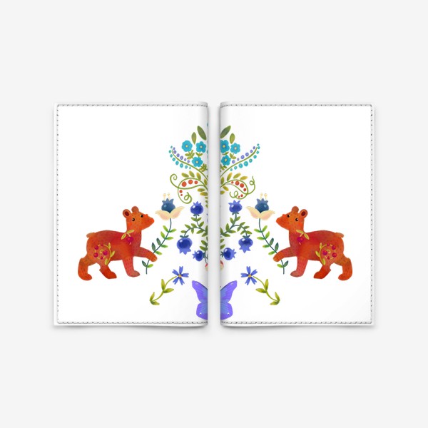 Обложка для паспорта «Медведи в летнем лесу. »