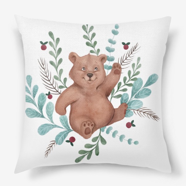 Подушка «Медвежонок акварель teddy bear »