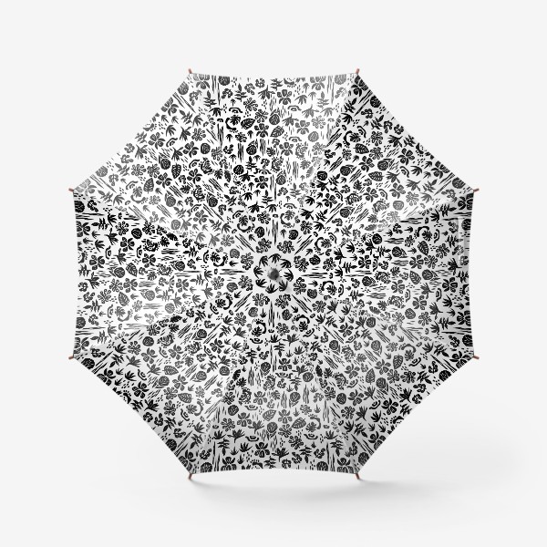 Зонт «Тропический линокат черно белый паттерн»