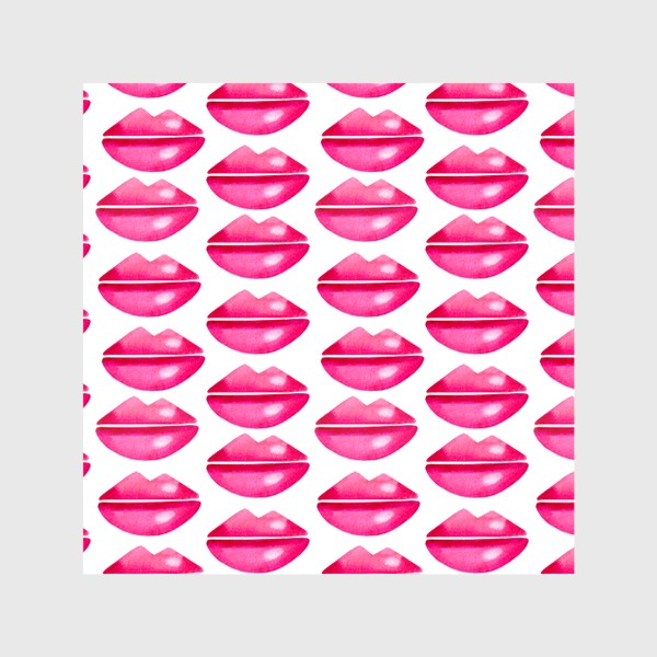 Шторы «Паттерн розовые губы на белом фоне»